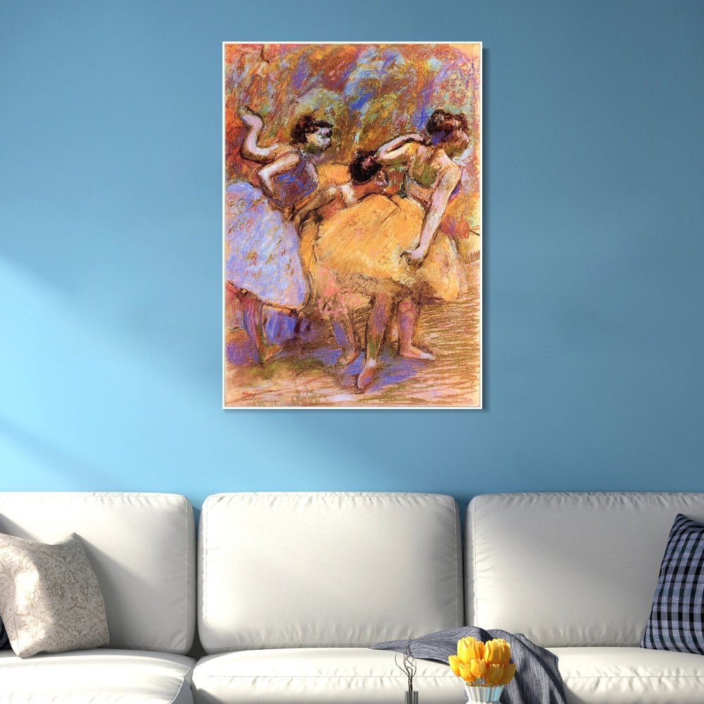 INVIN ART Framed Canvas Giclee Print Art Dancers,circa 1900 by Edgar Degas Wall Art