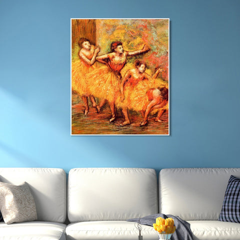 INVIN ART Framed Canvas Giclee Print Art Four Dancers,circa 1903 by Edgar Degas Wall Art Living Room Home Office Decorations