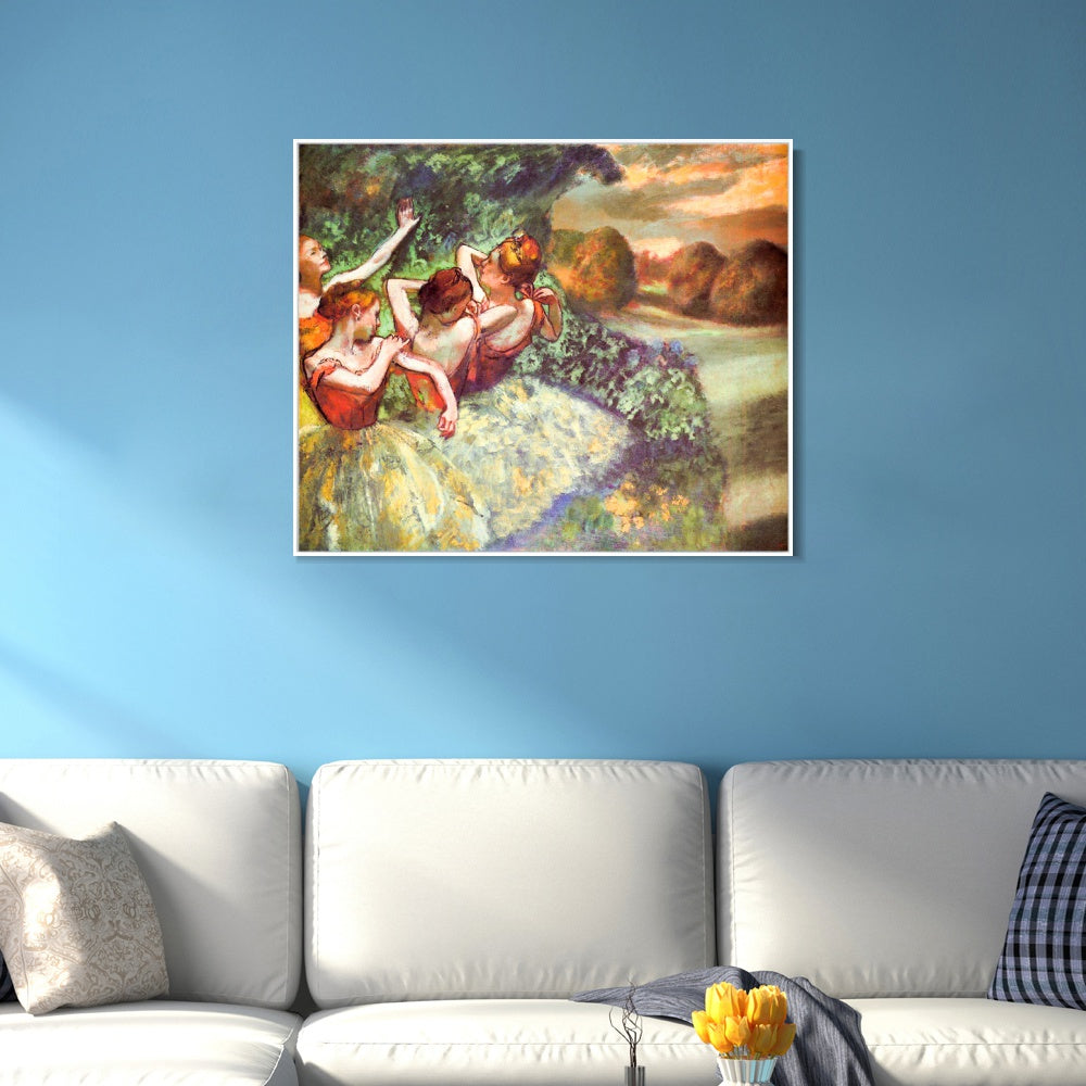INVIN ART Framed Canvas Giclee Print Art Four Dancers, circa 1899 by Edgar Degas Wall Art