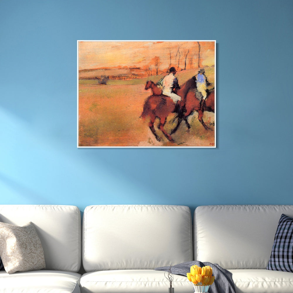 INVIN ART Framed Canvas Giclee Print Art Horses and Jockeys,circa 1886-1990 by Edgar Degas Wall Art