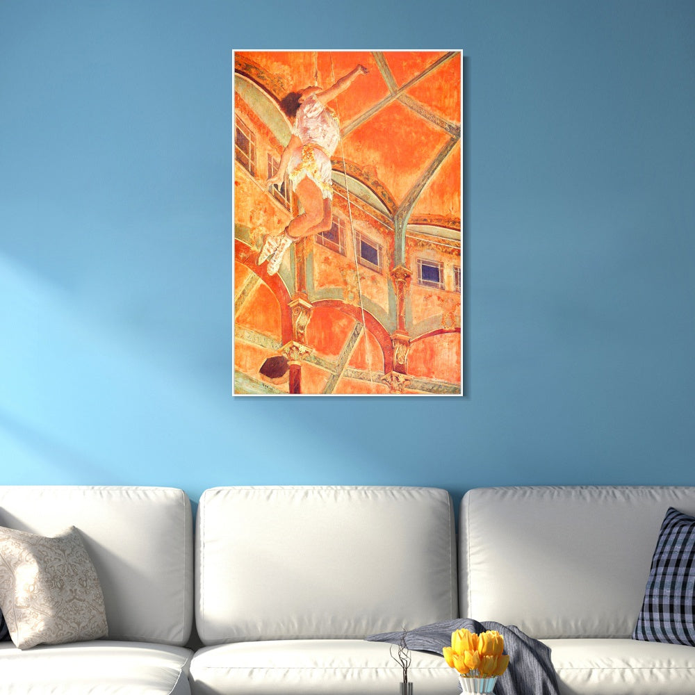 INVIN ART Framed Canvas Giclee Print Art La La at the Cirque Fernando,Paris 1879 by Edgar Degas Wall Art