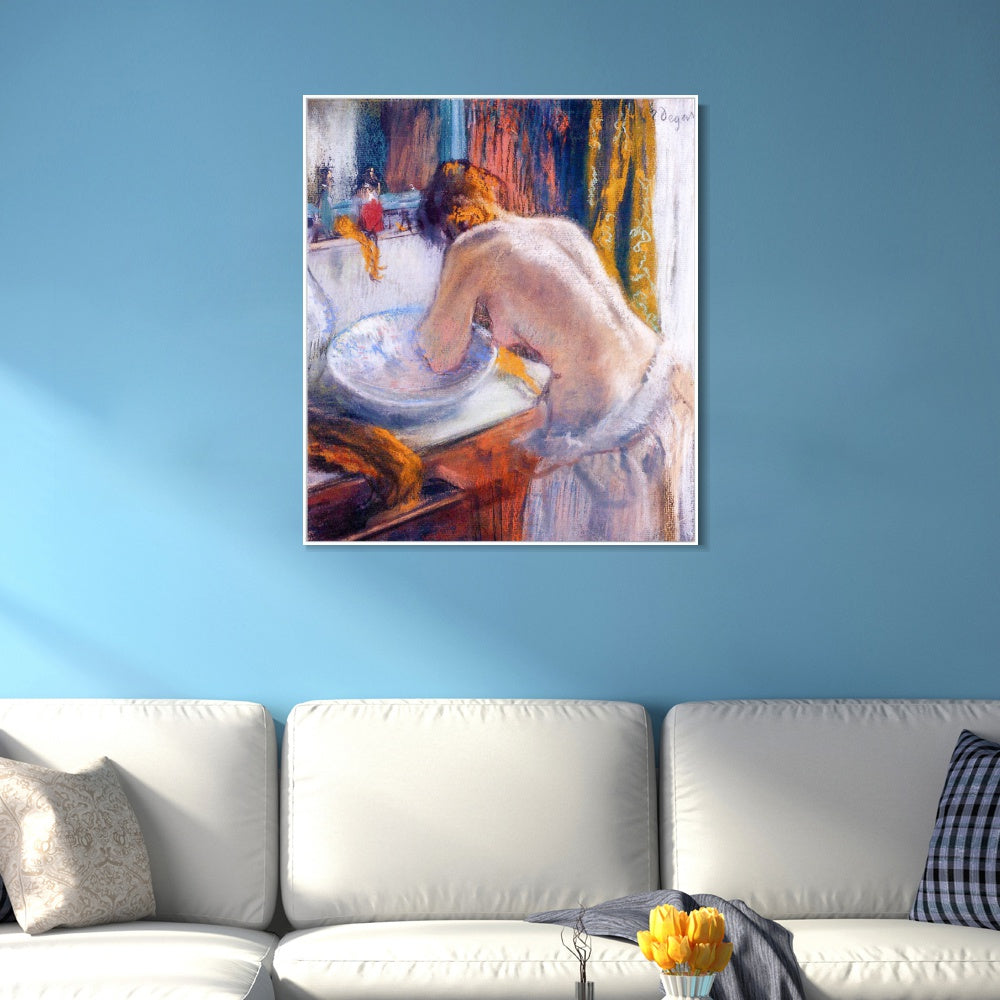 INVIN ART Framed Canvas Giclee Print Art La Toilette,1884-1886 by Edgar Degas Wall Art Living Room Home Office Decorations