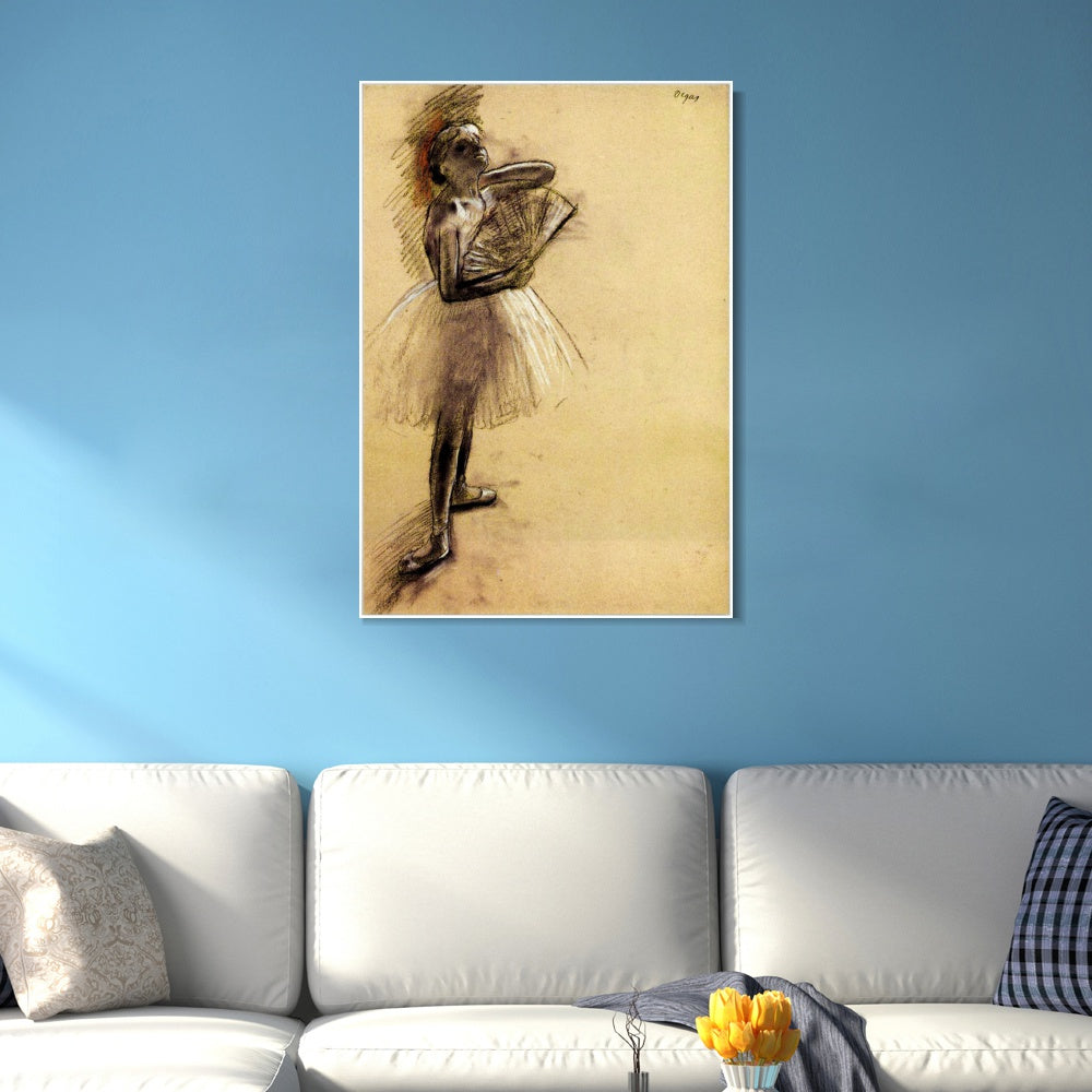 INVIN ART Framed Canvas Giclee Print Art Dancer with a Fan - 1880 by Edgar Degas Wall Art
