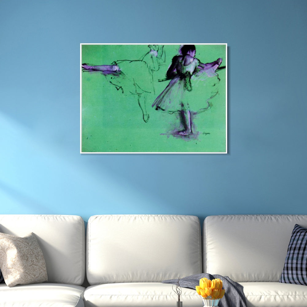 INVIN ART Framed Canvas Giclee Print Art Dancers at the Barre - circa 1873 by Edgar Degas Wall Art