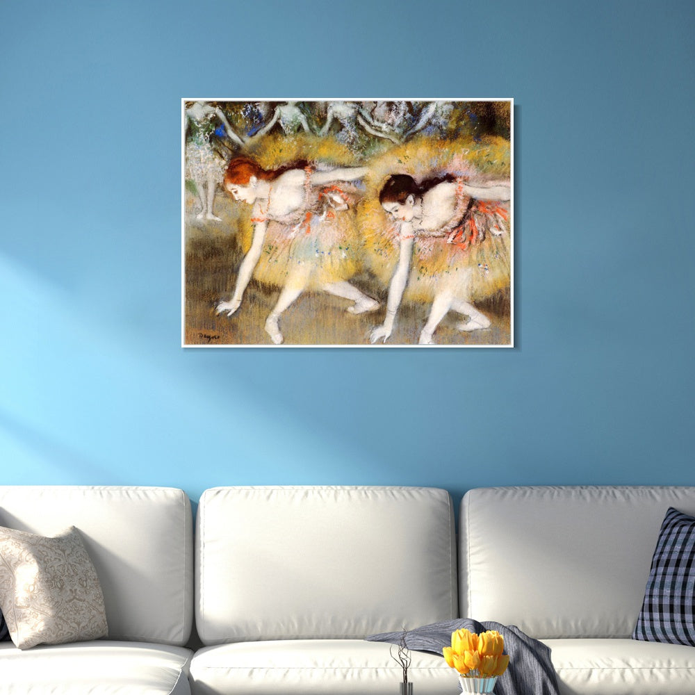INVIN ART Framed Canvas Giclee Print Art Dancers Bending Down by Edgar Degas Wall Art
