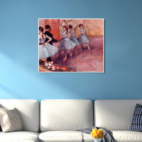 INVIN ART Framed Canvas Giclee Print Art Dancers in Light Blue by Edgar Degas Wall Art Living Room Home Office Decorations