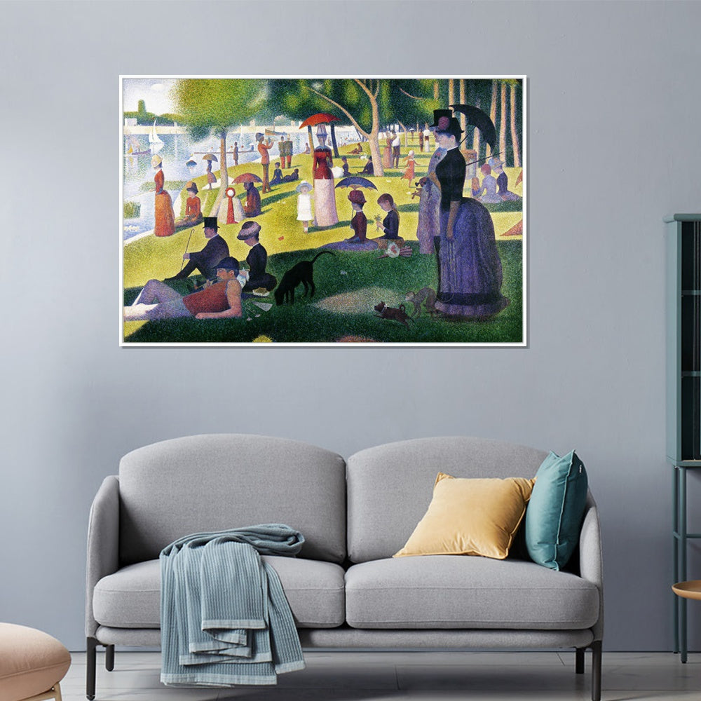 INVIN ART Framed Canvas Giclee Print Art A Sunday Afternoon on the Island of La Grande Jatte by Georges Seurat Wall Art Living Room Home Office Decorations