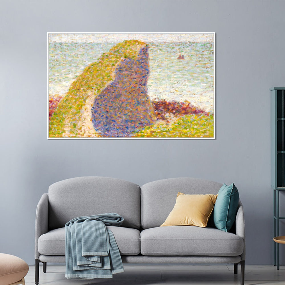 INVIN ART Framed Canvas Giclee Print Art Le Bec du Hoc ¨¤ Grandcamp by Georges Seurat Wall Art Living Room Home Office Decorations