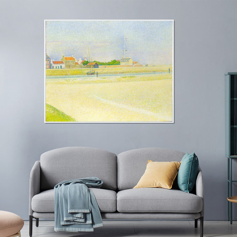INVIN ART Framed Canvas Giclee Print Art Der Kanal von Gravelines, Grand Fort-Philippe by Georges Seurat Wall Art Living Room Home Office Decorations
