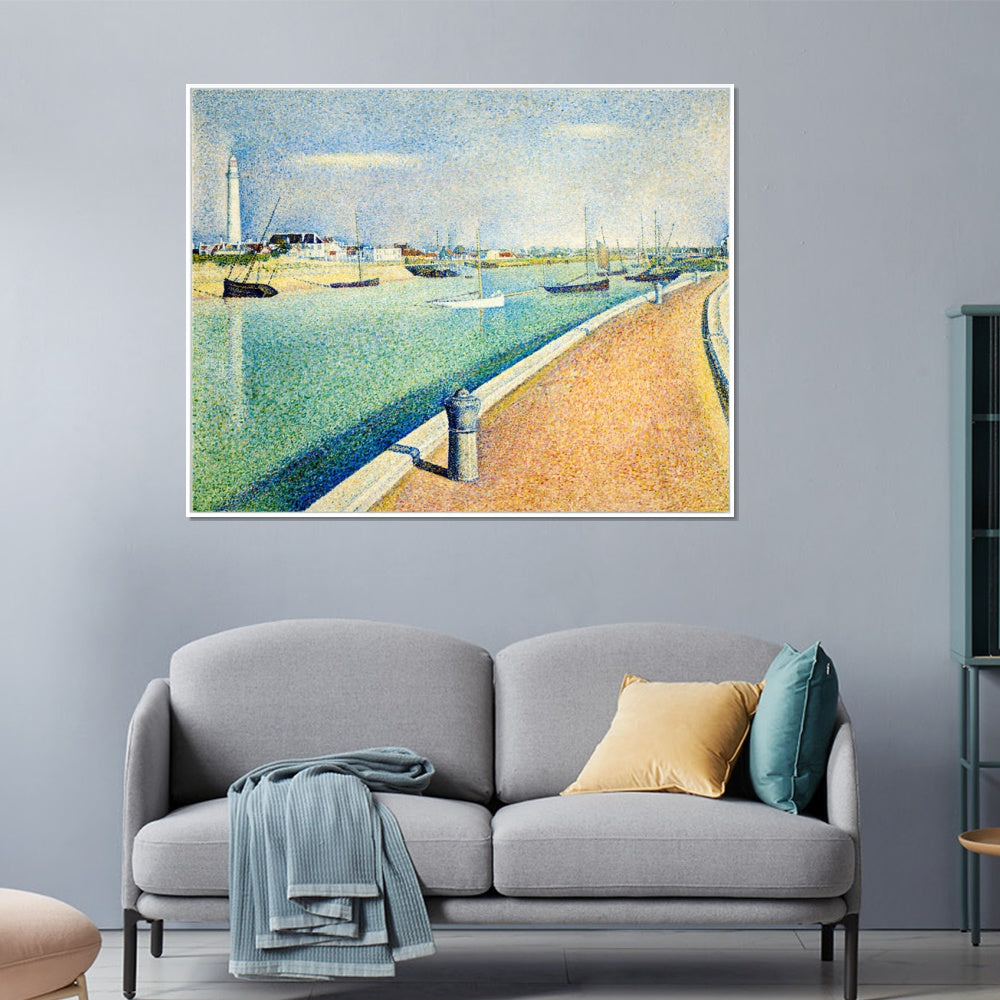 INVIN ART Framed Canvas Giclee Print Art Der Kanal von Gravelines, Petit-Fort-Philippe by Georges Seurat Wall Art Living Room Home Office Decorations