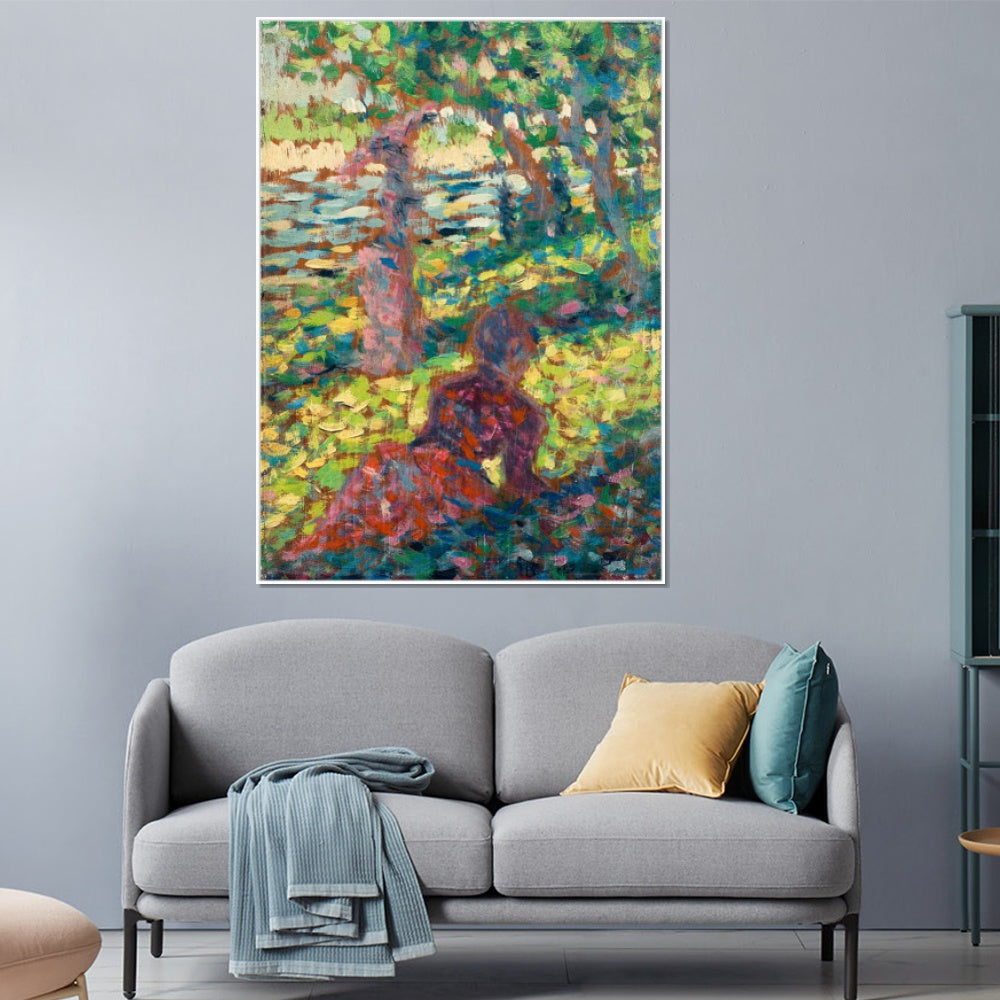 INVIN ART Framed Canvas Giclee Print Art Series#008 by Georges Seurat Wall Art Living Room Home Office Decorations