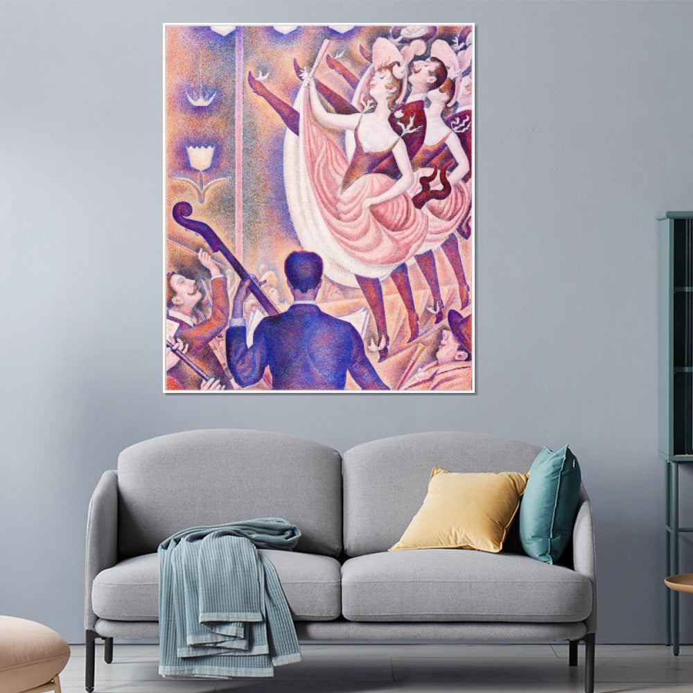 INVIN ART Framed Canvas Giclee Print Art Le Chahut detail by Georges Seurat Wall Art Living Room Home Office Decorations