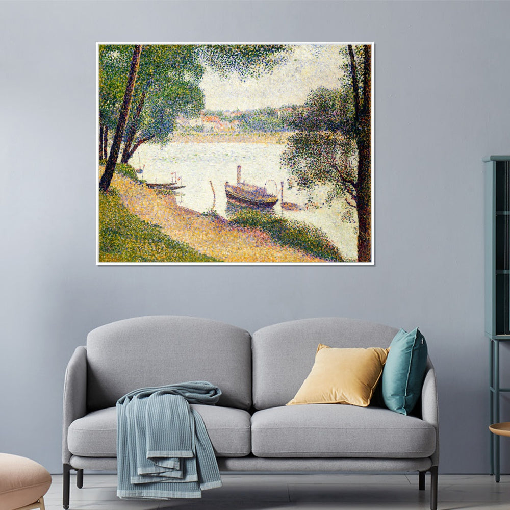 INVIN ART Framed Canvas Giclee Print Art Gray weather, Grande Jatte by Georges Seurat Wall Art Living Room Home Office Decorations