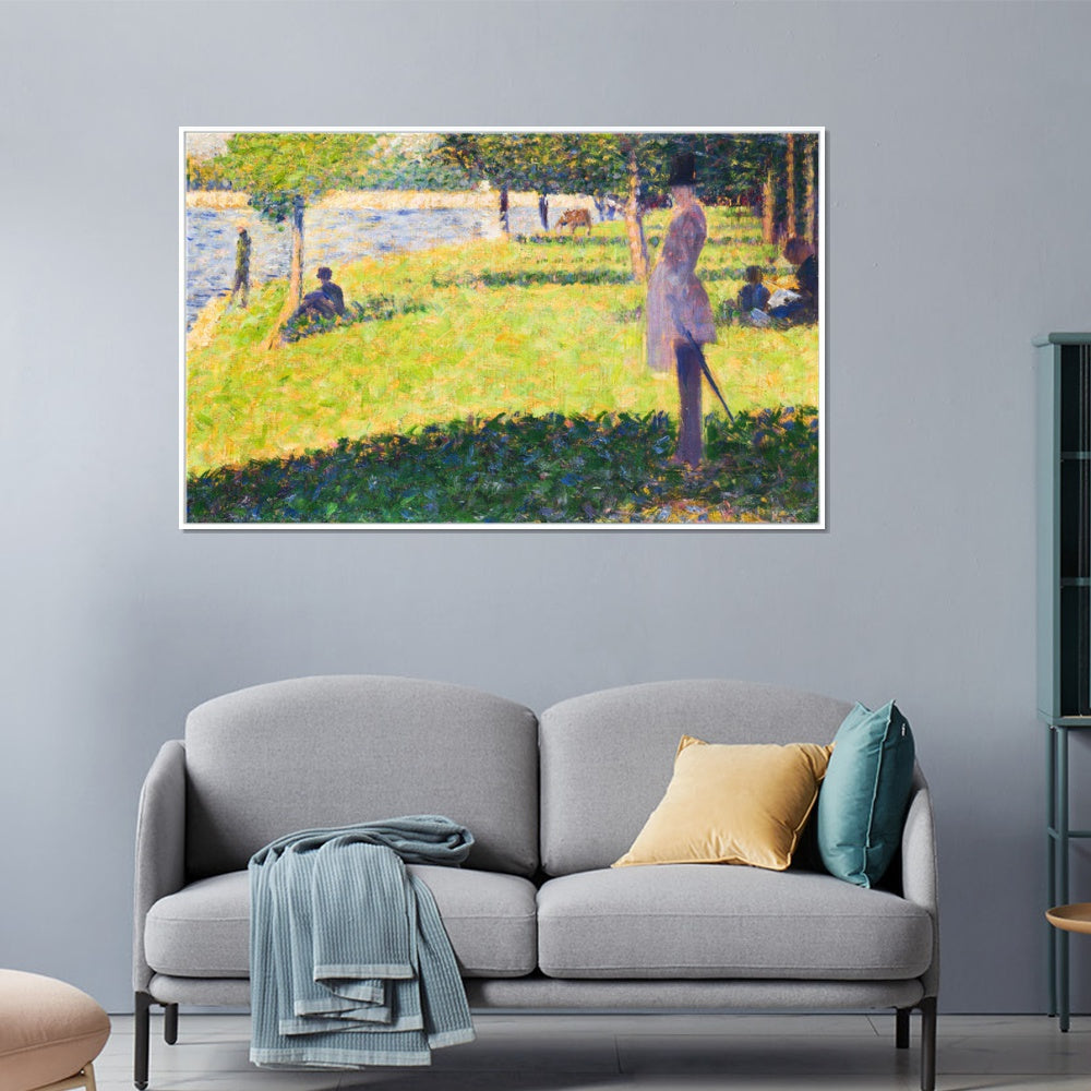 INVIN ART Framed Canvas Giclee Print Art Series#015 by Georges Seurat Wall Art Living Room Home Office Decorations