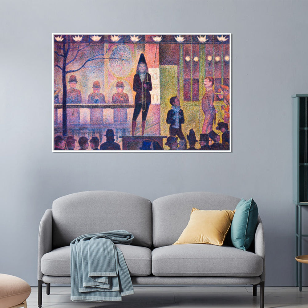 INVIN ART Framed Canvas Giclee Print Art La Parade de Cirque by Georges Seurat Wall Art Living Room Home Office Decorations