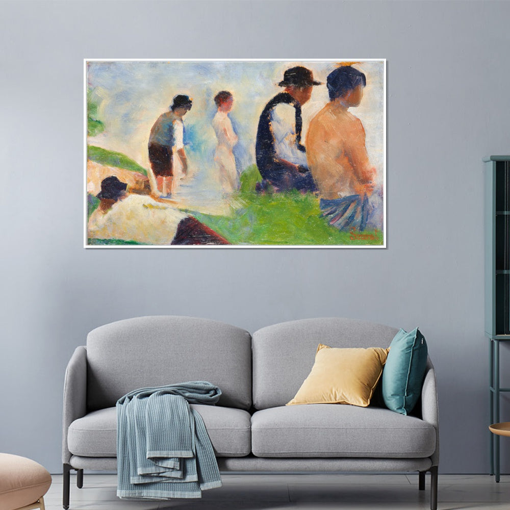 INVIN ART Framed Canvas Giclee Print Art Series#019 by Georges Seurat Wall Art Living Room Home Office Decorations