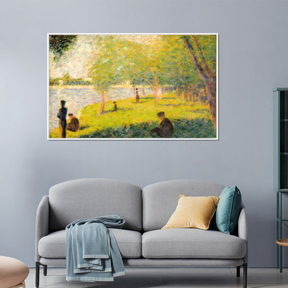 INVIN ART Framed Canvas Giclee Print Art Groupe de personnages by Georges Seurat Wall Art Living Room Home Office Decorations