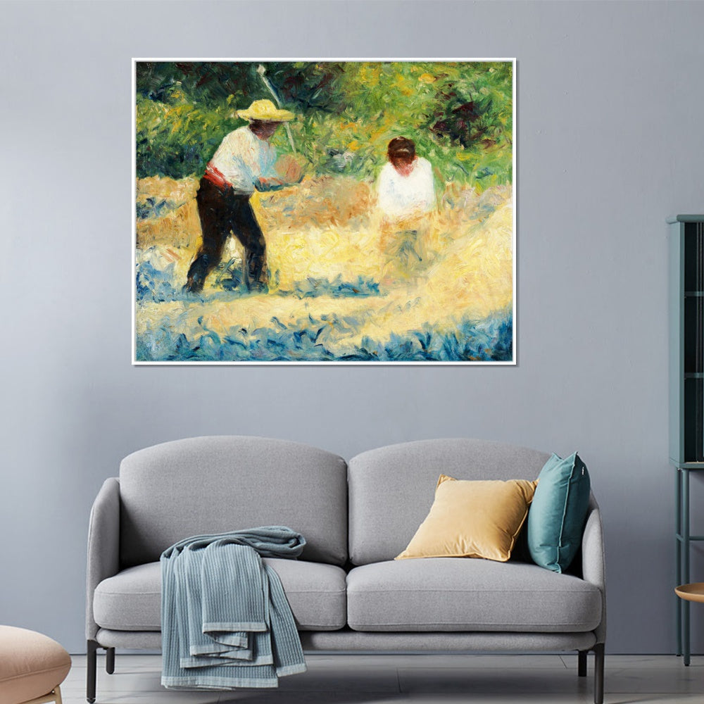 INVIN ART Framed Canvas Giclee Print Art Deutsch Steinbrecher by Georges Seurat Wall Art Living Room Home Office Decorations