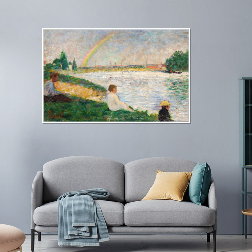 INVIN ART Framed Canvas Giclee Print Art Series#038 by Georges Seurat Wall Art Living Room Home Office Decorations