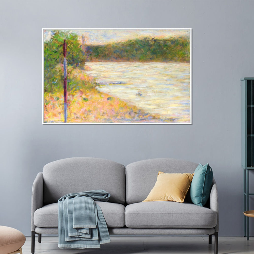 INVIN ART Framed Canvas Giclee Print Art Series#039 by Georges Seurat Wall Art Living Room Home Office Decorations
