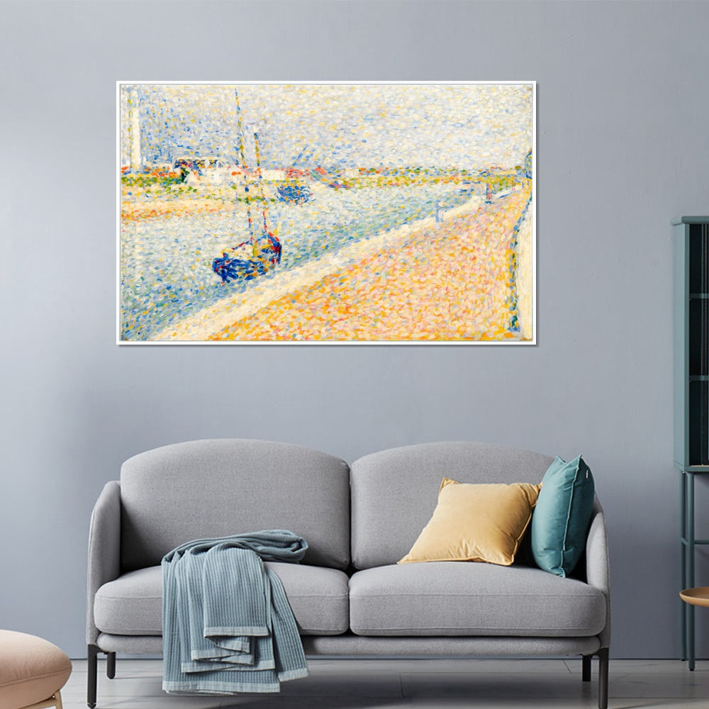 INVIN ART Framed Canvas Giclee Print Art Series#041 by Georges Seurat Wall Art Living Room Home Office Decorations