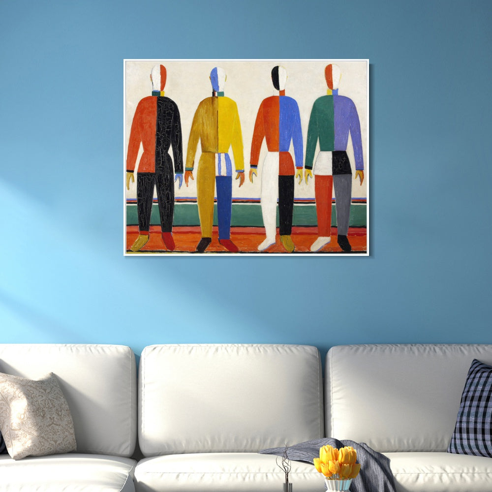 INVIN ART Framed Canvas Giclee Print Art Sportsmen by Kasimir Malevich Wall Art Living Room Home Office Decorations