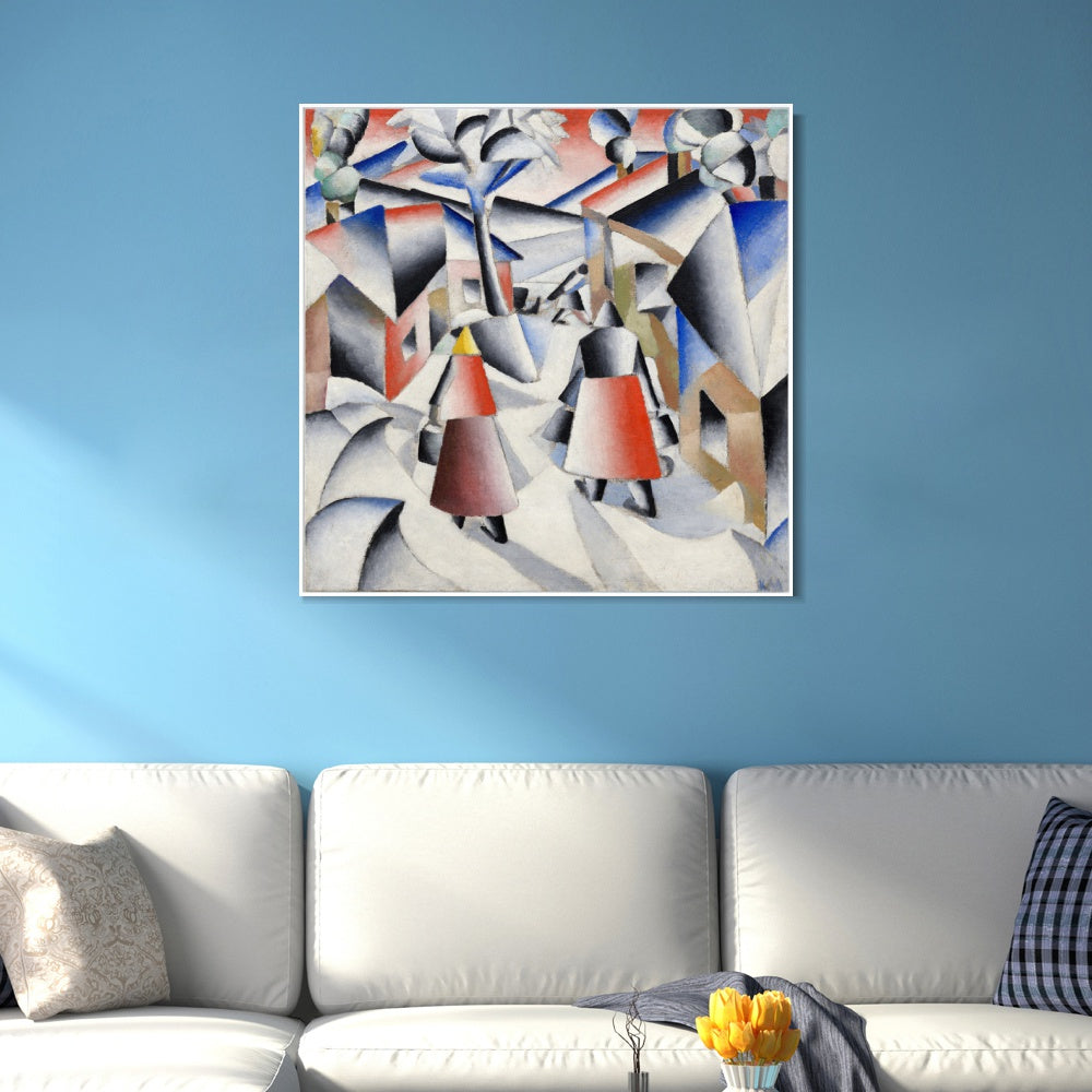 INVIN ART Framed Canvas Giclee Print Art Morning in The Country After Snowstorm by Kasimir Malevich Wall Art Living Room Home Office Decorations