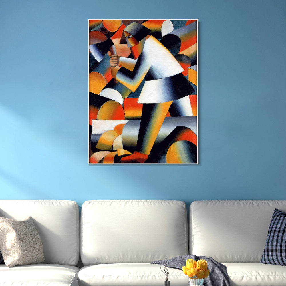 INVIN ART Framed Canvas Giclee Print Art Woodcutter by Kasimir Malevich Wall Art Living Room Home Office Decorations