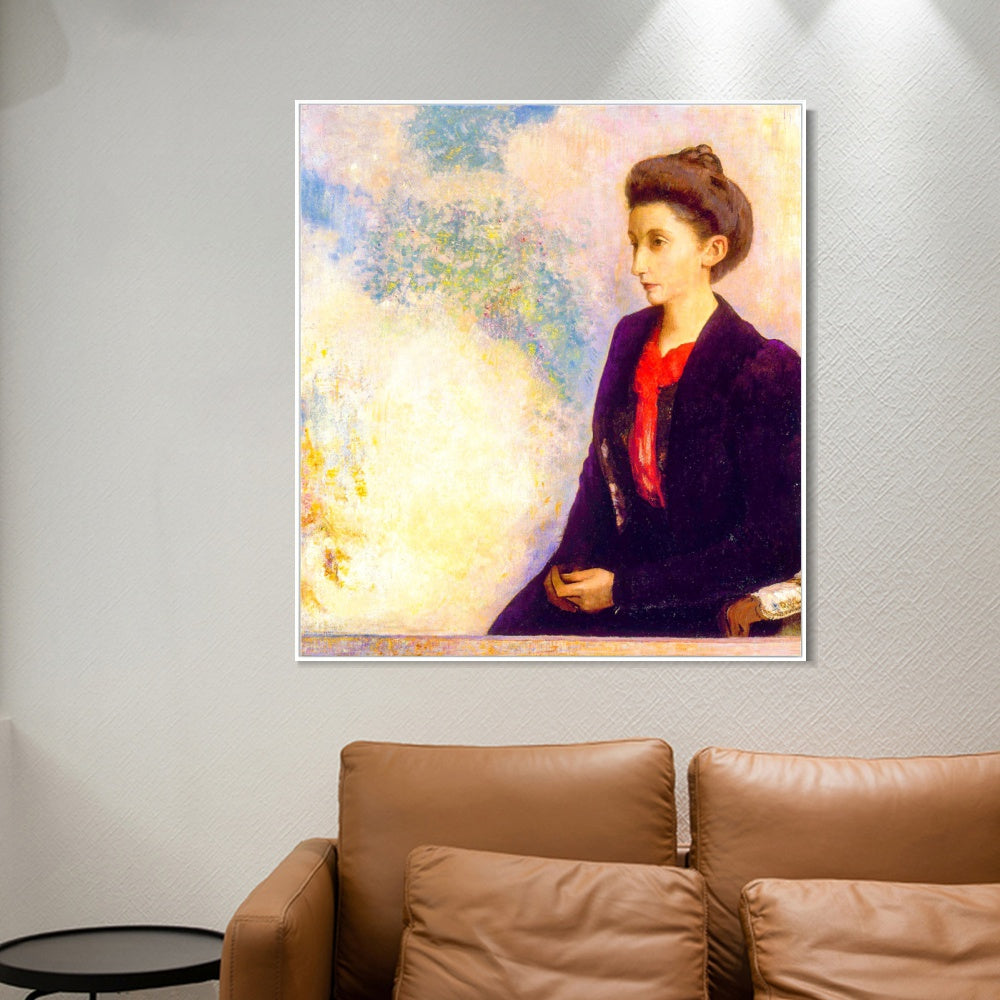 INVIN ART Framed Canvas Baroness Robert de Domecy by Odilon Redon Wall Art Living Room Home Office Decorations