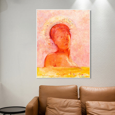 INVIN ART Framed Canvas Closed Eyes by Odilon Redon Wall Art Living Room Home Office Decorations