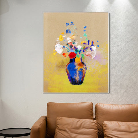 INVIN ART Framed Canvas Flowers in a Vase by Odilon Redon Wall Art Living Room Home Office Decorations