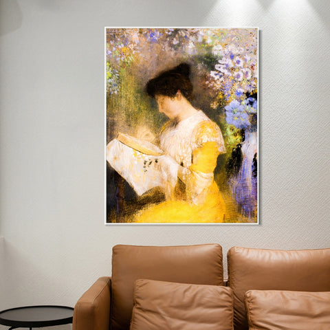 INVIN ART Framed Canvas Portrait of Madame by Odilon Redon Wall Art Living Room Home Office Decorations