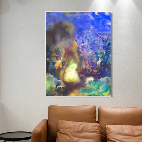 INVIN ART Framed Canvas Series#040 by Odilon Redon Wall Art Living Room Home Office Decorations