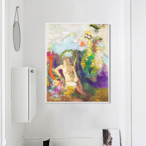 INVIN ART Framed Canvas Landscape with Eve by Odilon Redon Wall Art Living Room Home Office Decorations