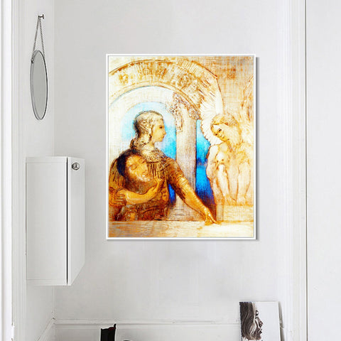 INVIN ART Framed Canvas The Mystical Knight by Odilon Redon Wall Art Living Room Home Office Decorations