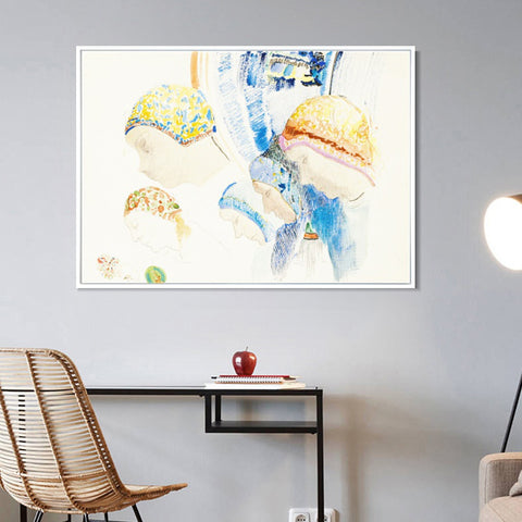 INVIN ART Framed Canvas Series#087 by Odilon Redon Wall Art Living Room Home Office Decorations