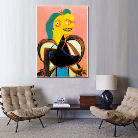 INVIN ART Framed Canvas Giclee Print Art 1937 Portrait de Lee Miller by Pablo Picasso Wall Art Living Room Home Office Decorations