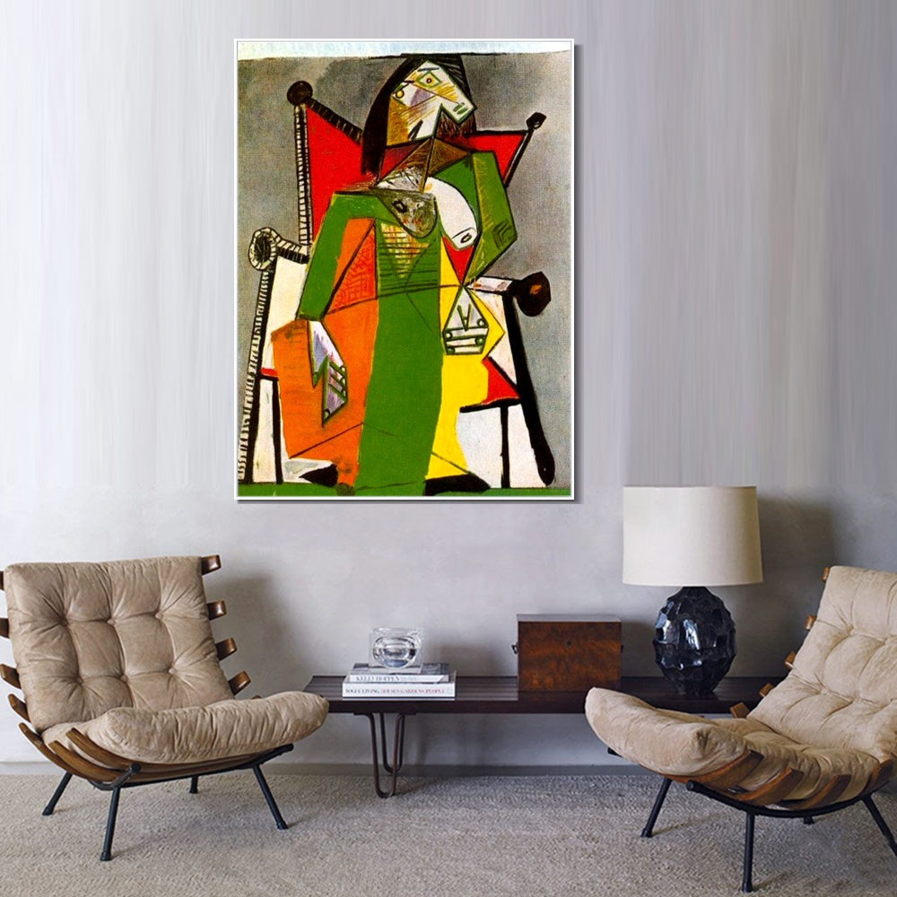 INVIN ART Framed Canvas Giclee Print Art 1941 Femme assise dans un fauteuil 2 by Pablo Picasso Wall Art