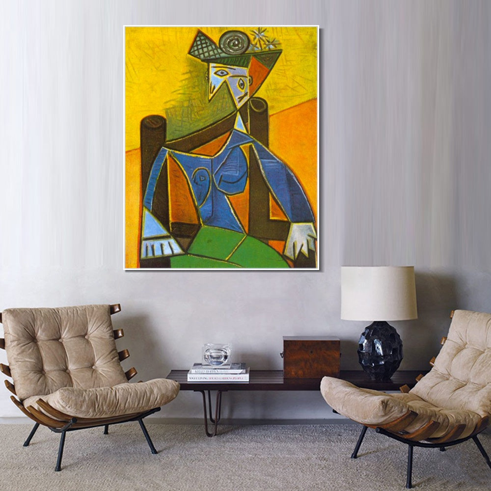 INVIN ART Framed Canvas Giclee Print Art 1941 Femme assise dans un fauteuil 4 by Pablo Picasso Wall Art