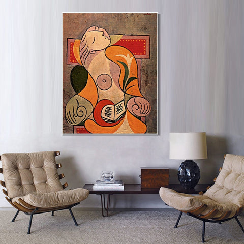 INVIN ART Framed Canvas Giclee Print Art 1932 La lecture by Pablo Picasso Wall Art Living Room Home Office Decorations