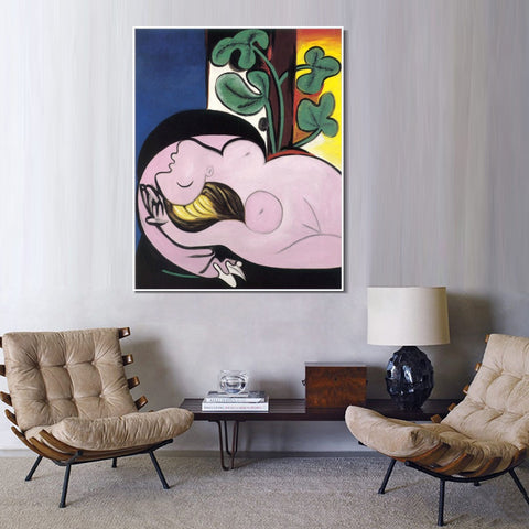 INVIN ART Framed Canvas Giclee Print Art 1932 Nu au fauteuil noir by Pablo Picasso Wall Art Living Room Home Office Decorations