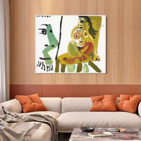 INVIN ART Framed Canvas Giclee Print Art Series#403 by Pablo Picasso Wall Art Living Room Home Office Decorations