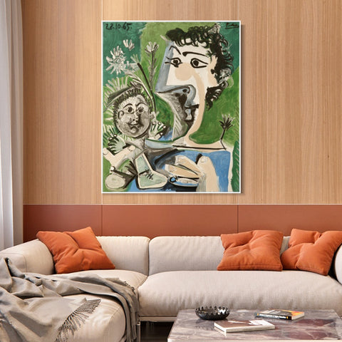 INVIN ART Framed Canvas Giclee Print Art Menton by Pablo Picasso Wall Art Living Room Home Office Decorations