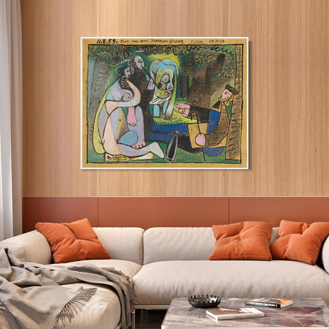 INVIN ART Framed Canvas Giclee Print Art 1960 Desert on the grass (Manet) by Pablo Picasso Wall Art Living Room Home Office Decorations