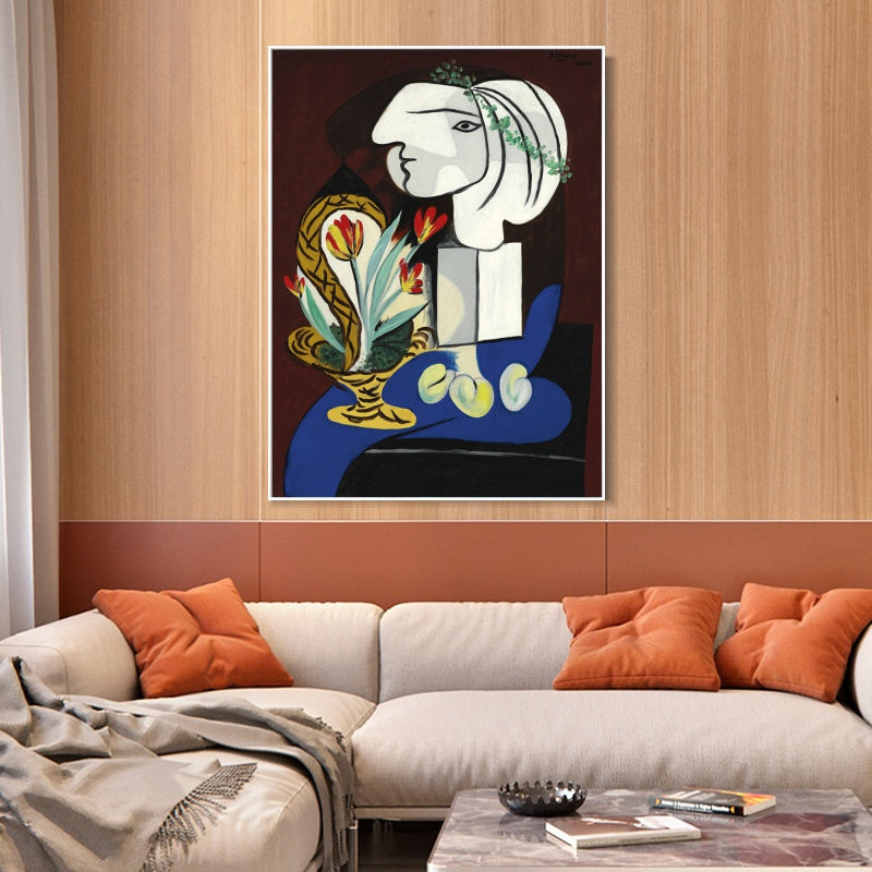 INVIN ART Framed Canvas Giclee Print Art Still life with tulips by Pablo Picasso Wall Art