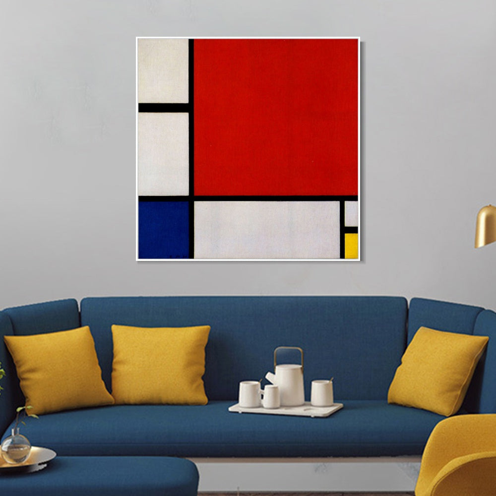 INVIN ART Framed Canvas Composition II in Red, Blue, Yellow, 1930 by Piet Cornelies Mondrian Wall Art Living Room Home Office Decorations