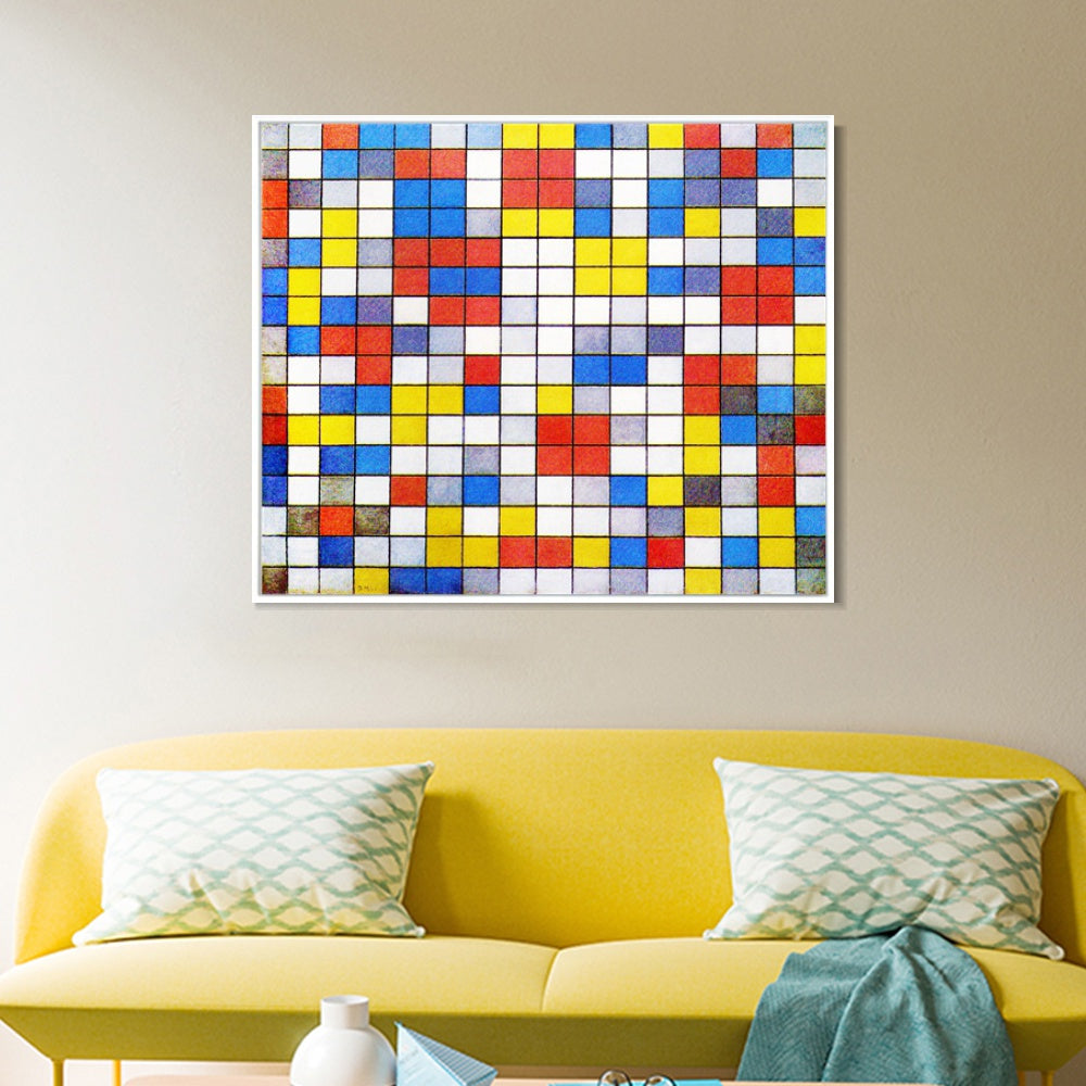 INVIN ART Framed Canvas Series#074 by Piet Cornelies Mondrian Wall Art Living Room Home Office Decorations