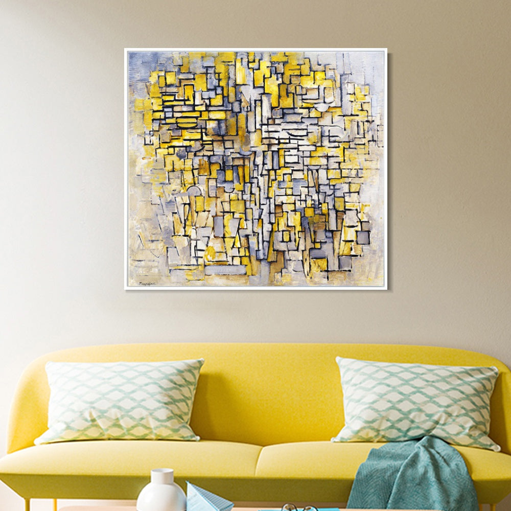 INVIN ART Framed Canvas Tableau No 2, Composition No VII, 1913 by Piet Cornelies Mondrian Wall Art Living Room Home Office Decorations