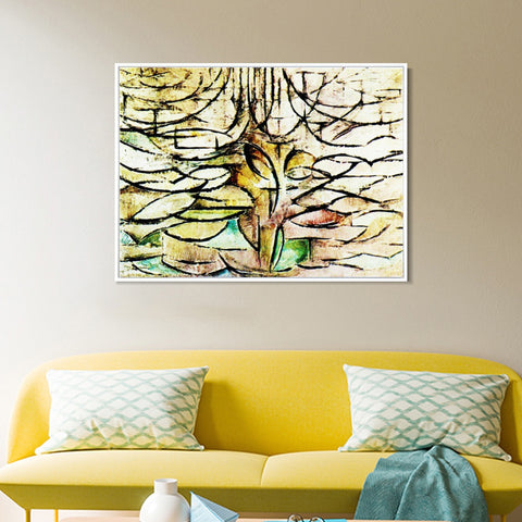INVIN ART Framed Canvas Apple Tree in Bloom by Piet Cornelies Mondrian Wall Art Living Room Home Office Decorations