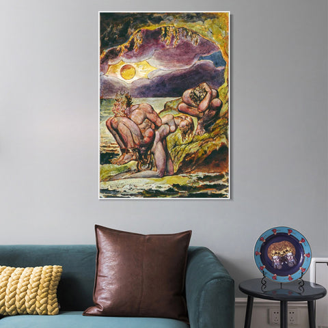 INVIN ART Framed Canvas Giclee Print Art Series#010 by William Blake Wall Art Living Room Home Office Decorations